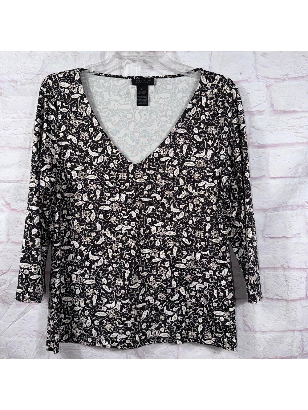 Women’s The Limited Stretch Floral V-Neck Top Size Large